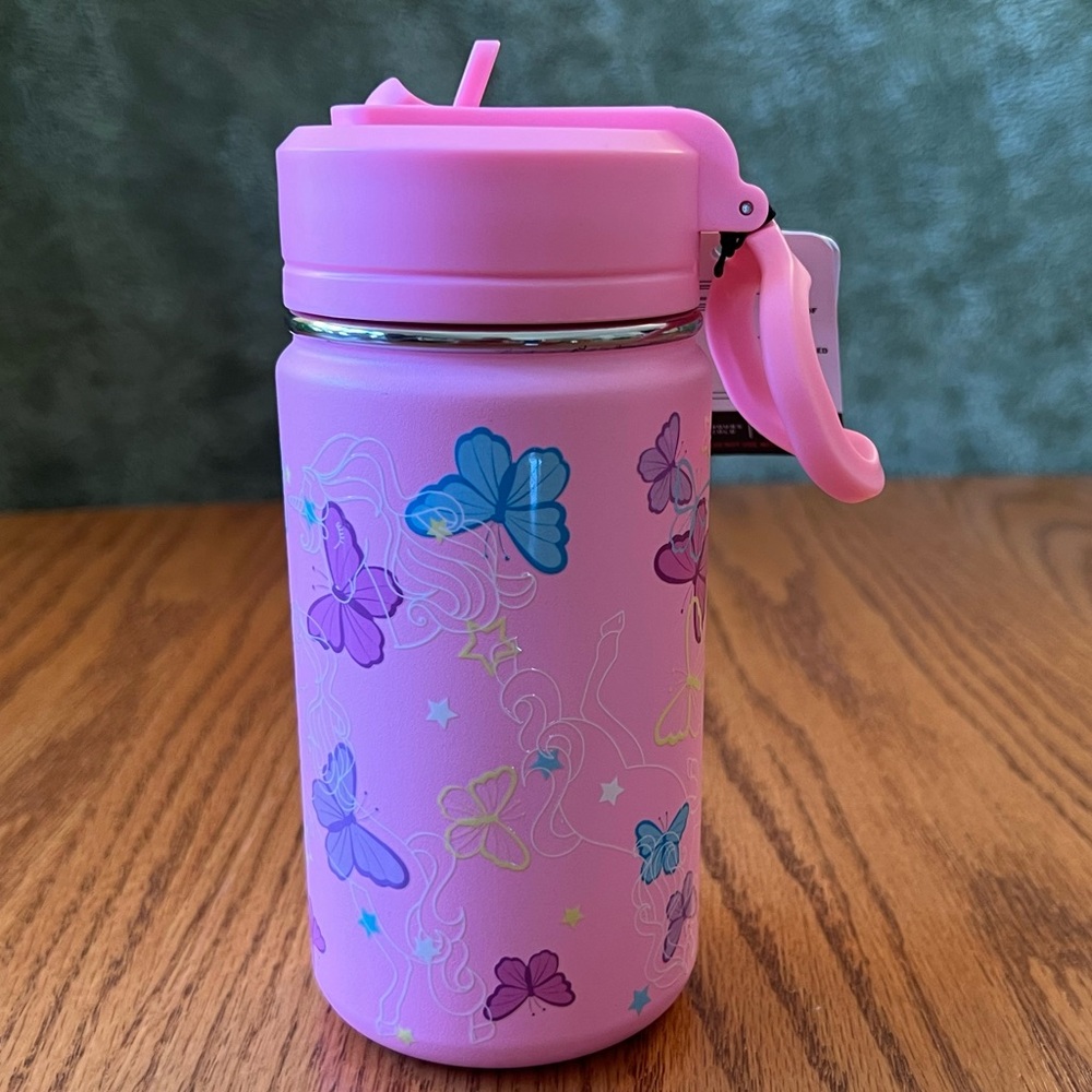 NWT 14 oz Hydrapeak Pink Butterfly Water Bottle